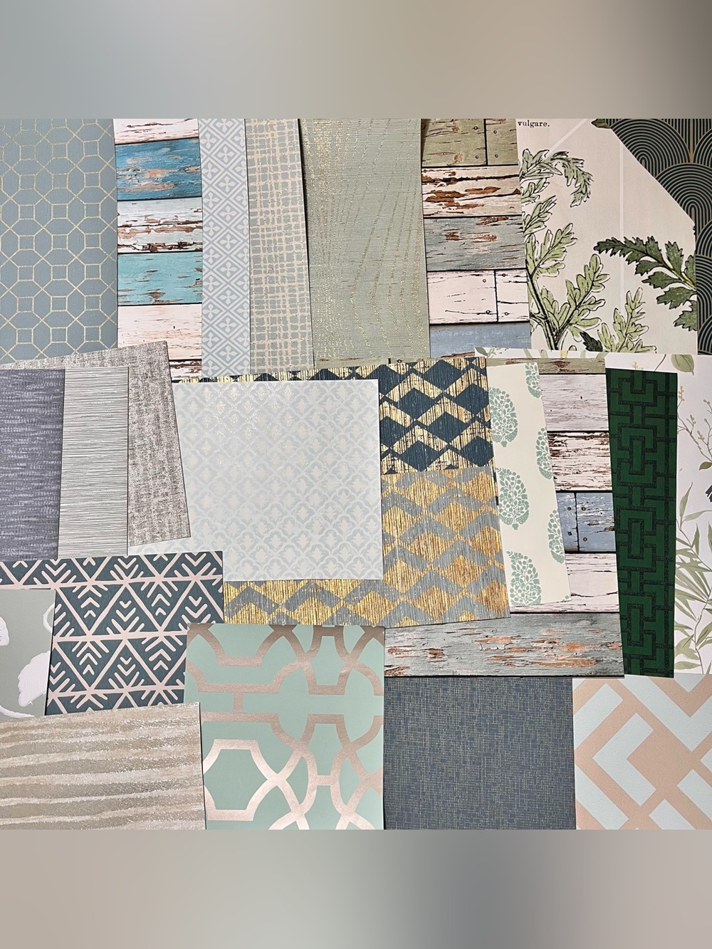 24 Assorted Designer Sample Pack - Blue, Teal, Green Patterned Wallpaper Lot